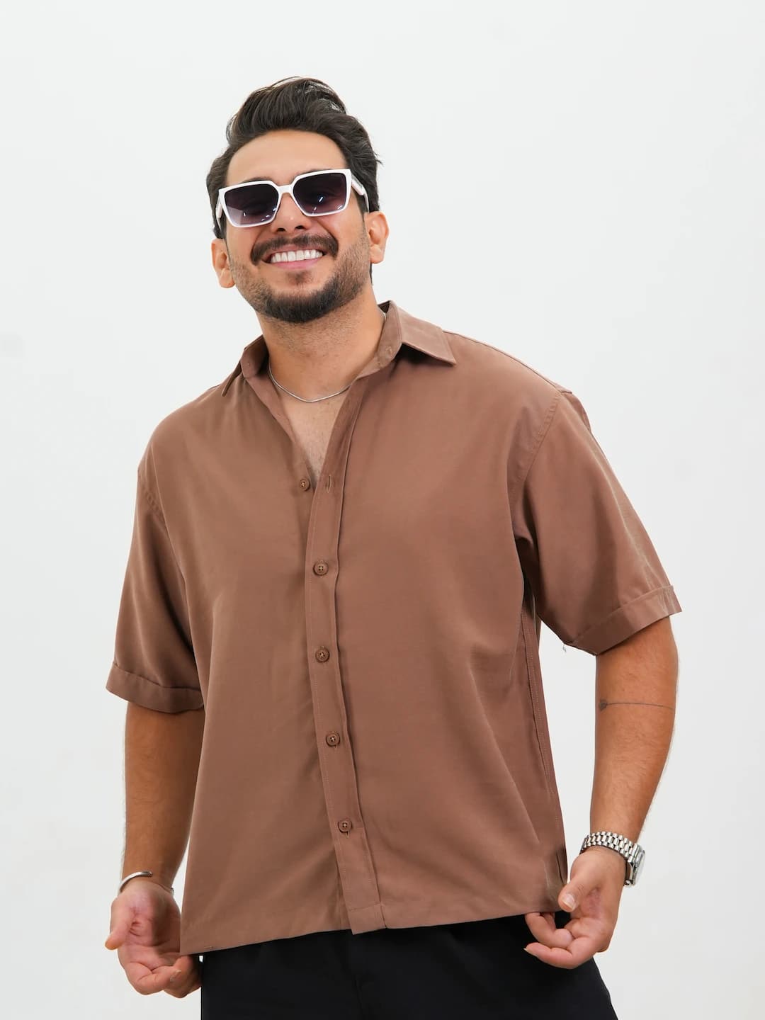 پیراهن اسپرت مردانه باکس آستین کوتاه سیلیکونی کد 20157 D 301