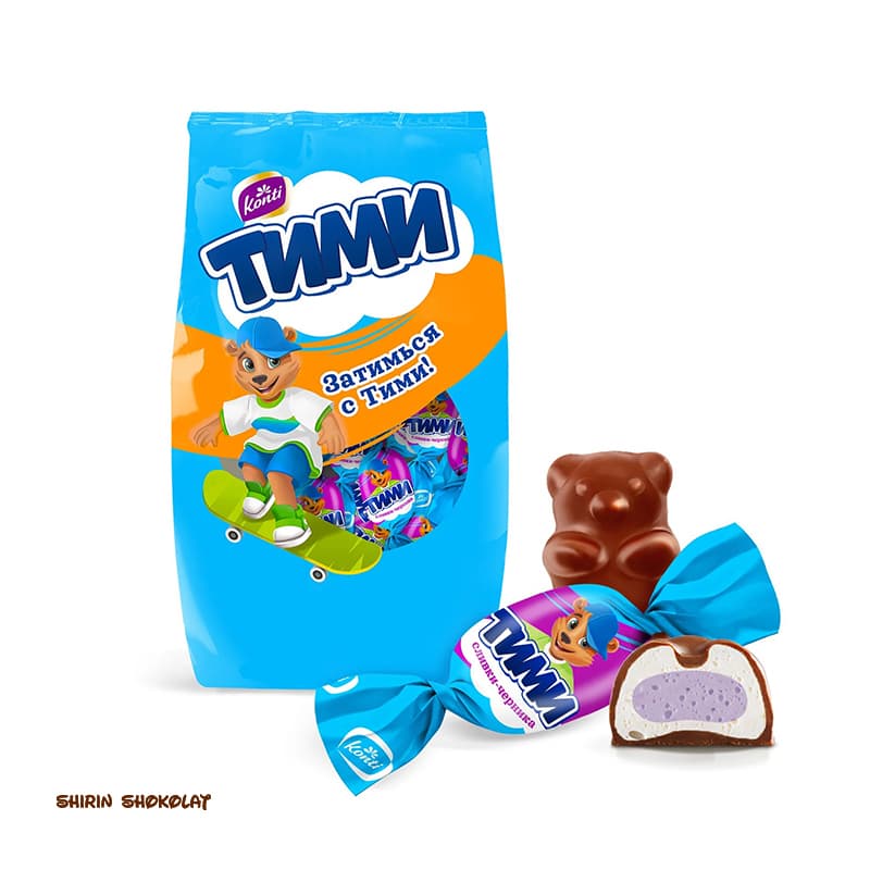 شکلات تیمی کنتی با طعم خامه و بلوبری TIMI KONTIپک 250 گرمی