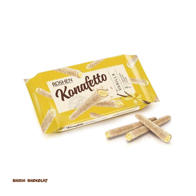 ویفر رولی مغزدار روشن Roshen در 5 طعم 140 گرمی — تصویر ۳