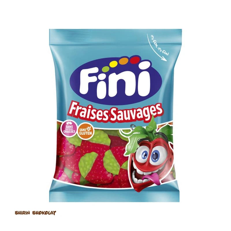 پاستیل بدون گلوتن و چربی فینی Fini طرح توت فرنگی وزن 90 گرم