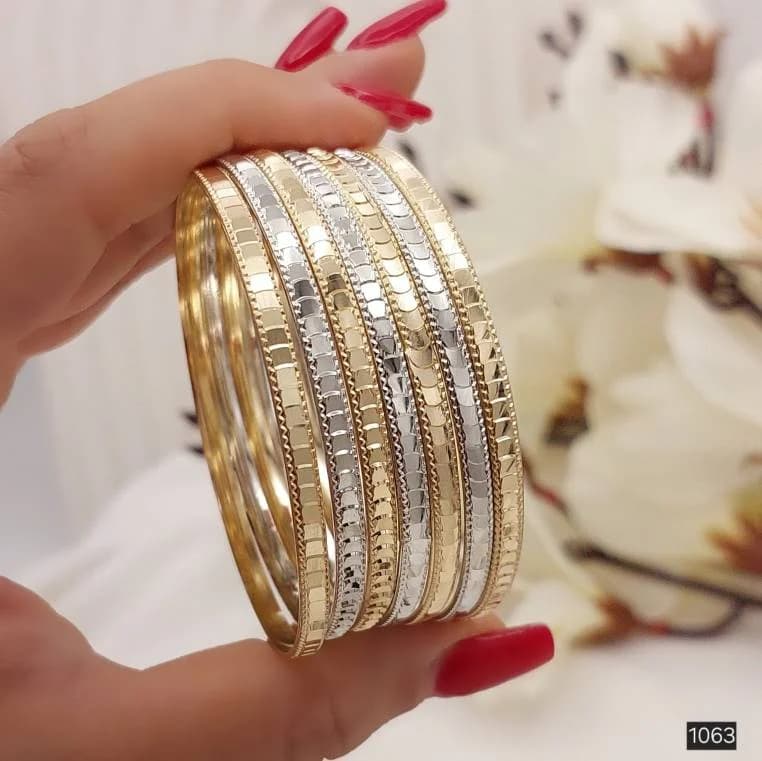 النگو دورنگ آینه ای رنگ ثابت طلاروس اصل پک ۷تایی کد ۱۰۶۳