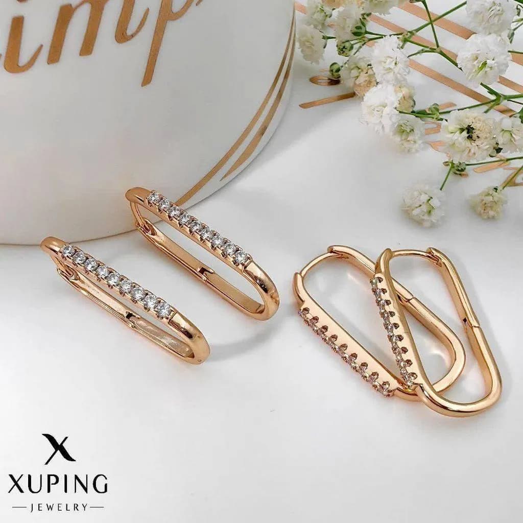 گوشواره ژوپینگ مستطیلی نگین دار رنگ ثابت کد 2314