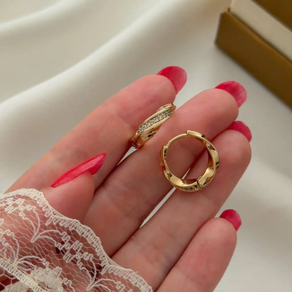 گوشواره طرح طلا حلقه ای پیچی رنگ ثابت ژوپینگ کد 3291