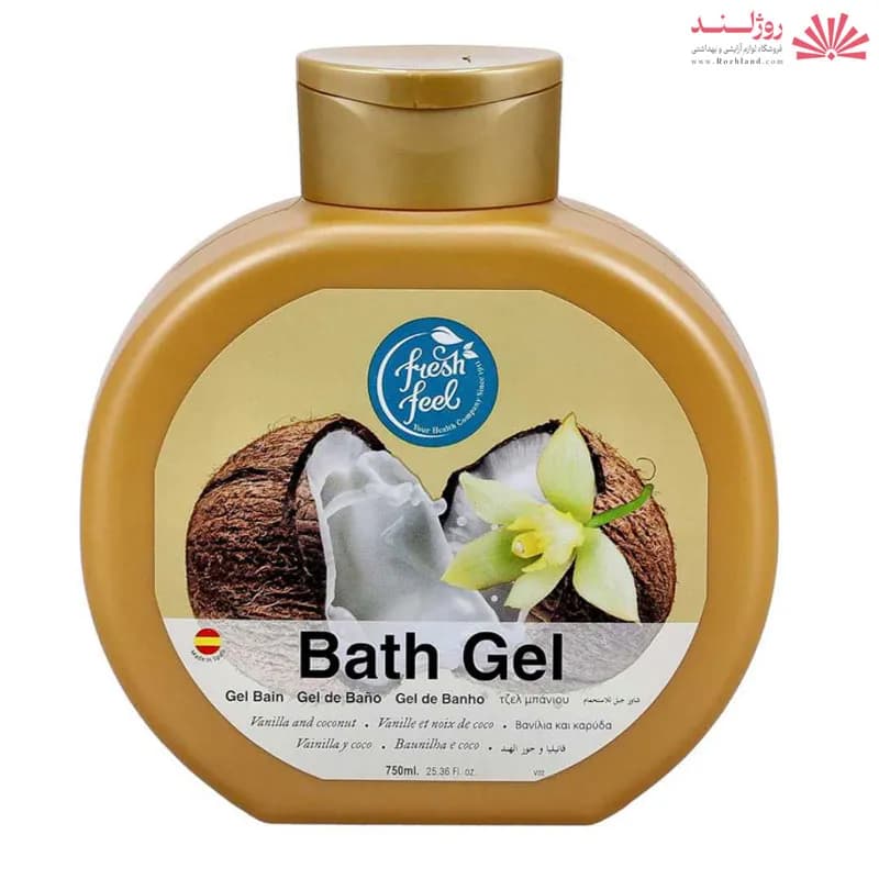 شامپو ژل حمام فرش فیل Fresh Feel با رایحه وانیل و نارگیل حجم 750 میل