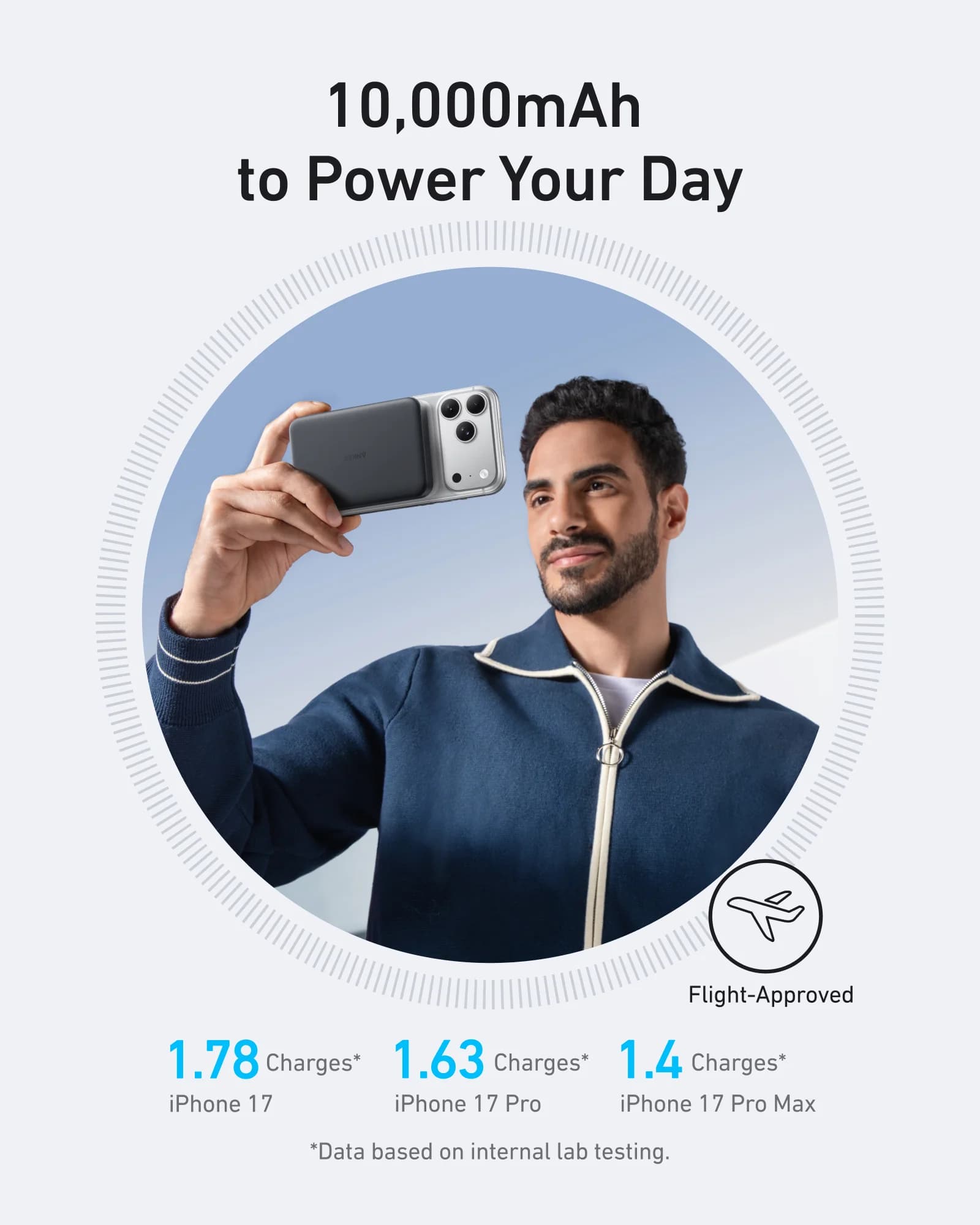 پاوربانک انکر Anker MagGo Slim مدل A1664، ظرفیت ۱۰۰۰۰ میلیآمپرساعت، شارژ Qi2 تا ۱۵ وات و بدنه باریک — تصویر ۴