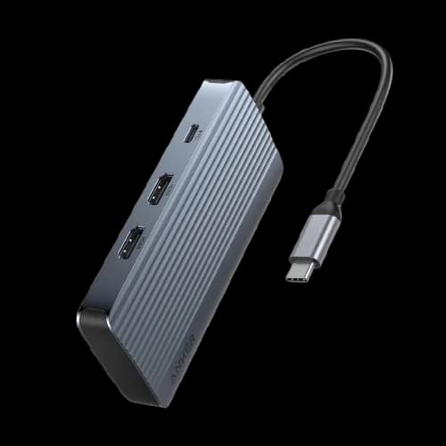 هاب USB-C انکر مدل A8374، هفتکاره دو نمایشگر با دو خروجی HDMI