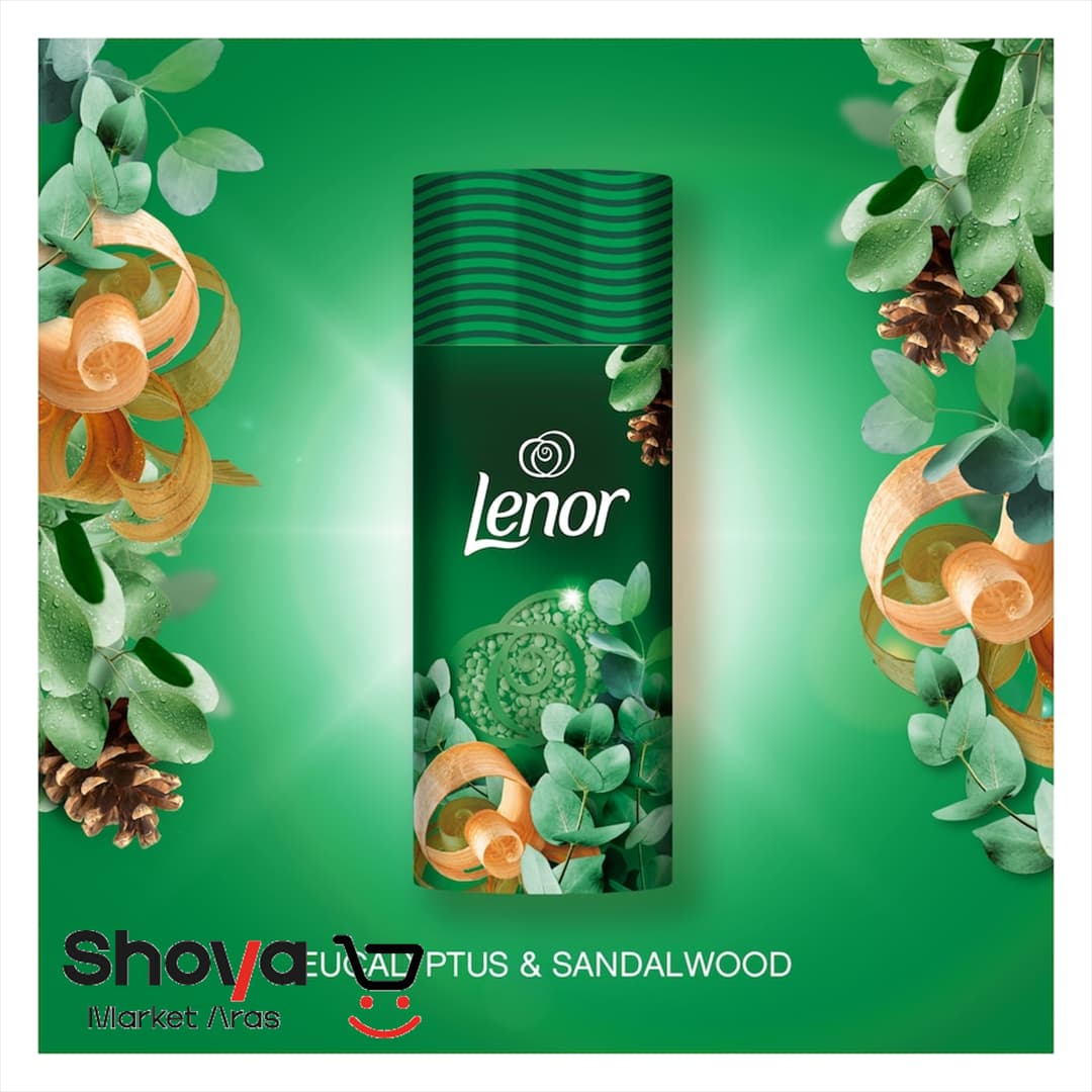 دانههای خوشبو کننده لباس لنور Lenor رایحه چوب صندل و اکالیپتوس مدل Sandalwood & Eucalyptus وزن 155 گرم — تصویر ۴