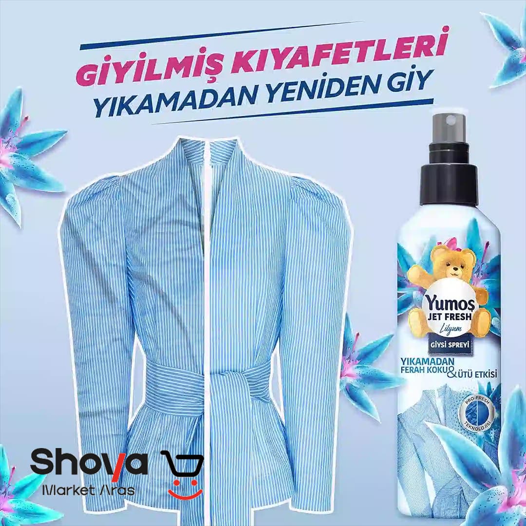 اسپری ضد چروک و خوشبو کننده لباس یوموش Yumoş رایحه لیلیوم حجم 200 میلیلیتر — تصویر ۳