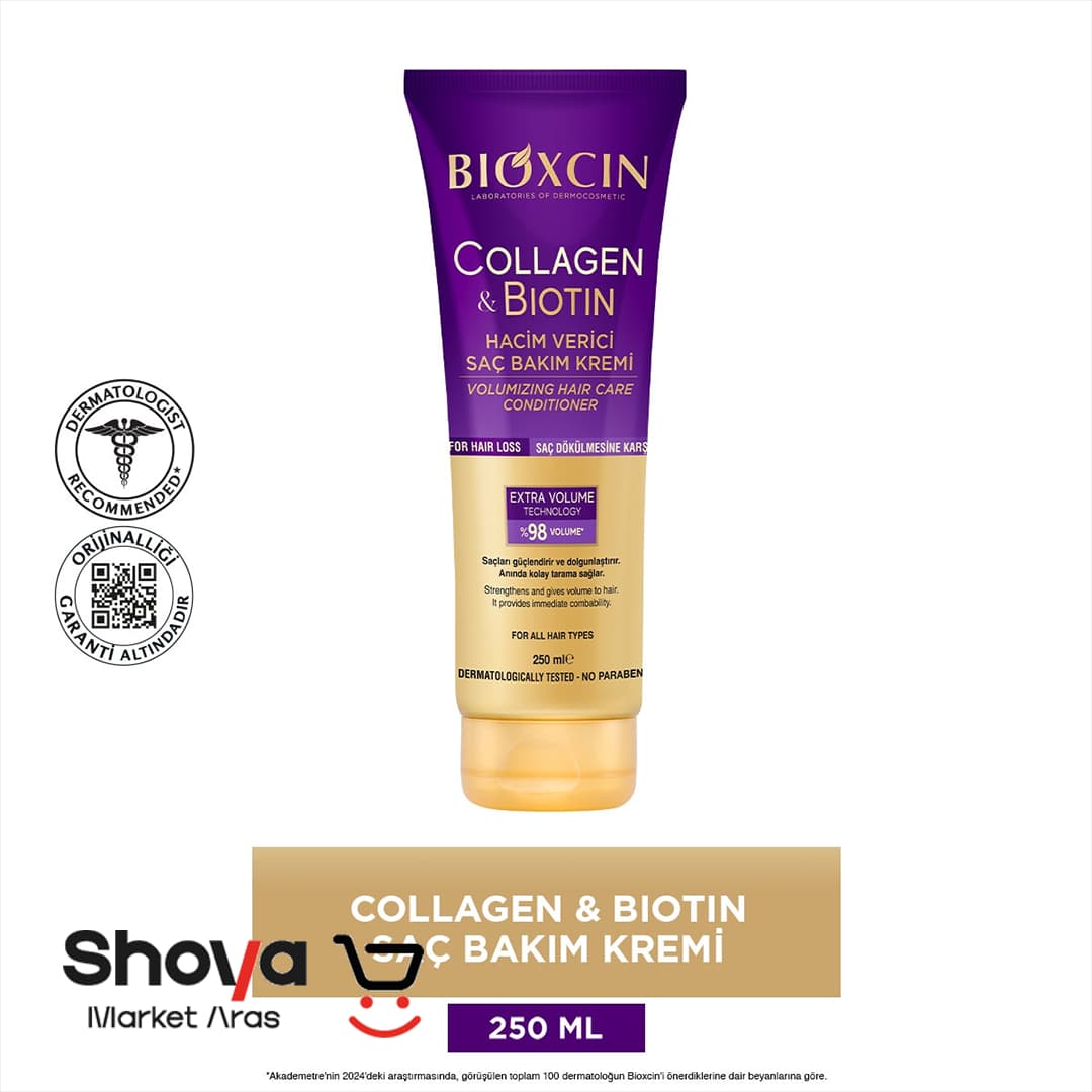 کرم مو حجمدهنده بیوکسین Bioxcin مدل Collagen & Biotin حاوی کلاژن و بیوتین حجم 250 میلیلیتر — تصویر ۶