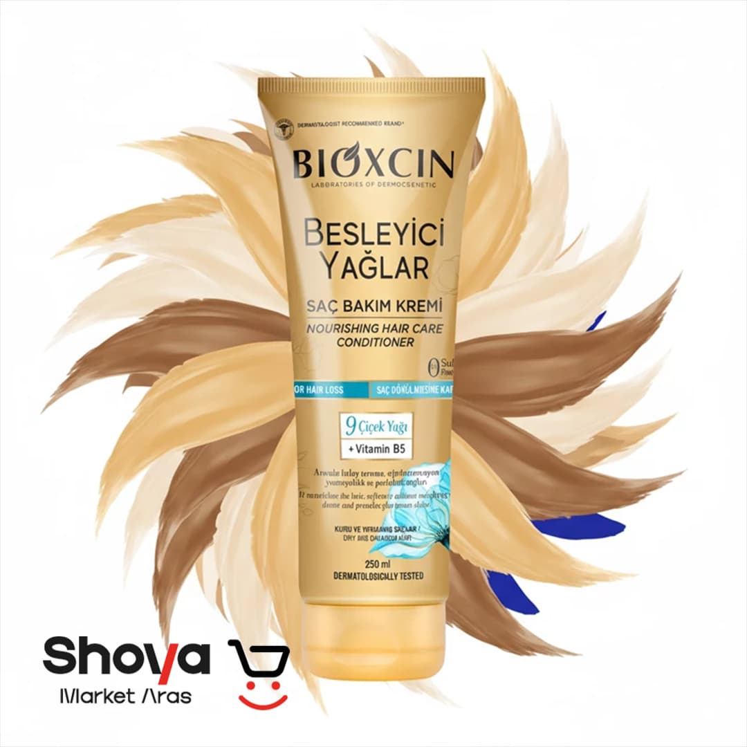 کرم مو بیوکسین Bioxcin مدل Besleyici Yağlar حاوی 9 روغن گل مغذی حجم 250 میلیلیتر — تصویر ۲