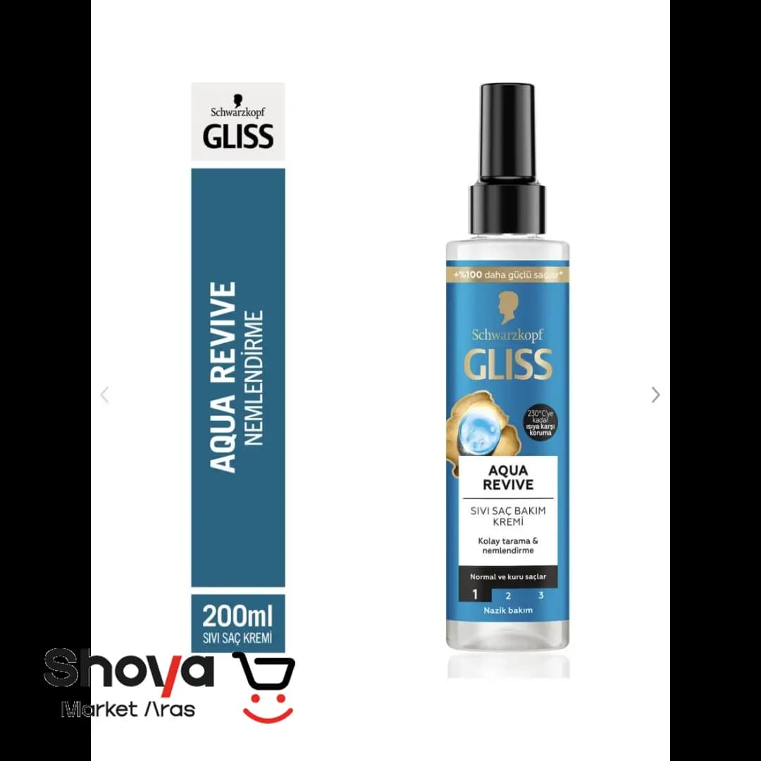 اسپری مو دوفاز گلیس Gliss مدل Aqua Revive آبرسان مناسب موهای نرمال و خشک حجم 200 میلیلیتر — تصویر ۳