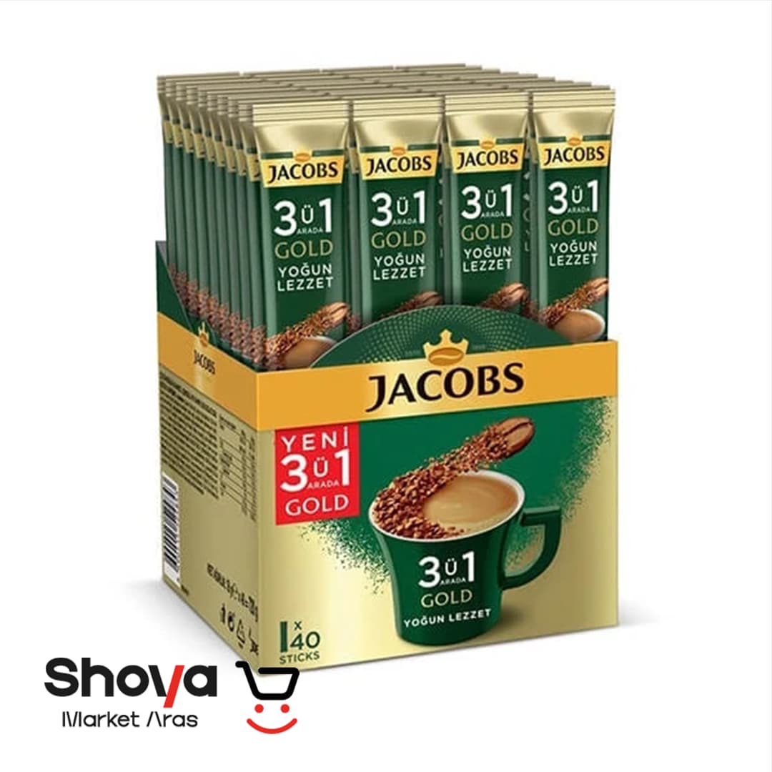 قهوه فوری جاکوبز Jacobs سه در یک مدل Gold گلد ملایم بسته 40 عددی