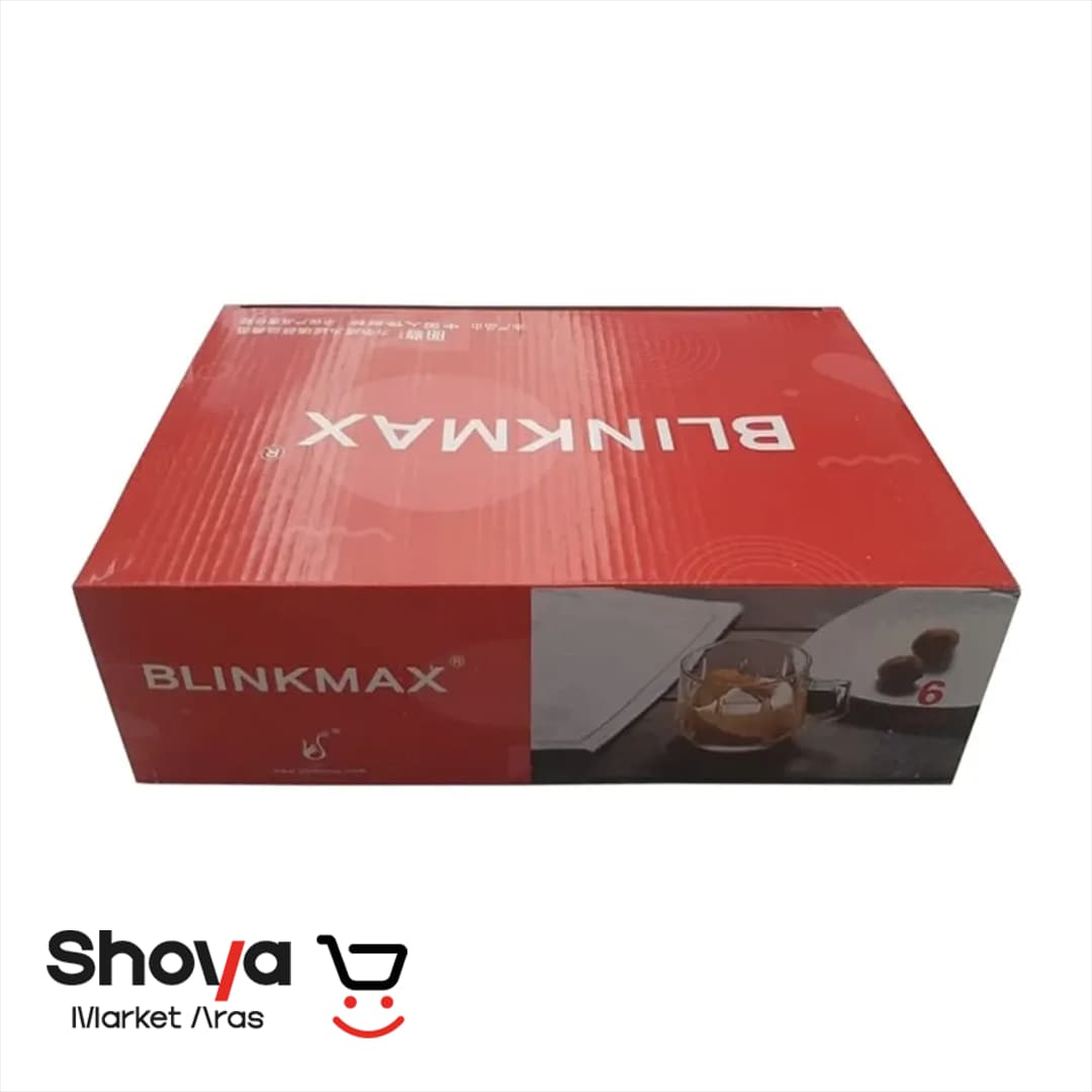 ست فنجان دستهدار بلینک مکس Blinkmax طرح خطی شفاف ۶ عددی — تصویر ۴