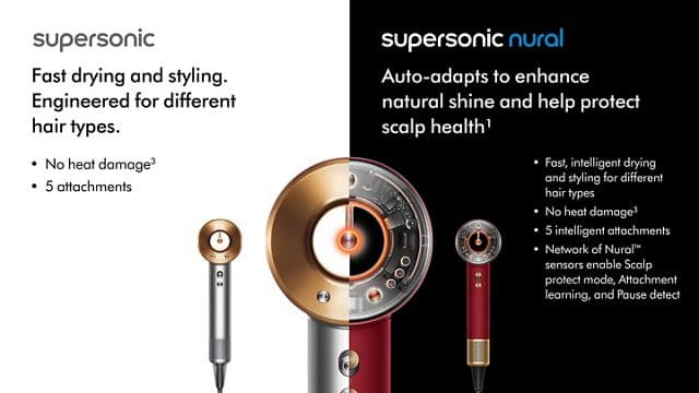 سشوار سوپر سونیک نورال دایسون مدل (Red Velvet/Gold) Dyson supersonic nural HD16 — تصویر ۳