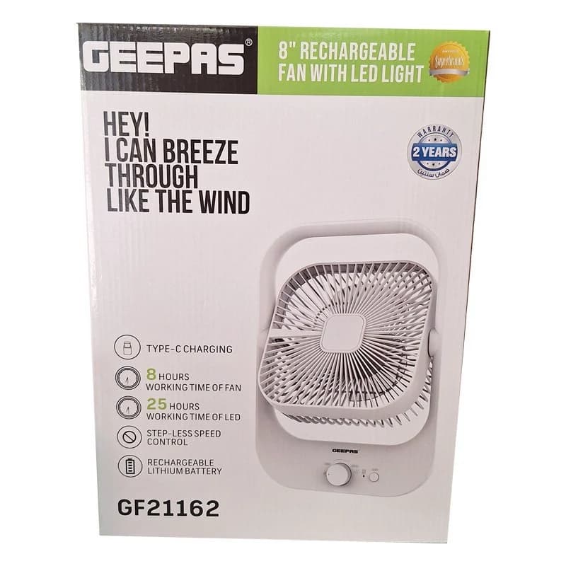 پنکه شارژی جیپاس Geepas با نور LED مدل GF21162 – کد PRO1083 — تصویر ۲
