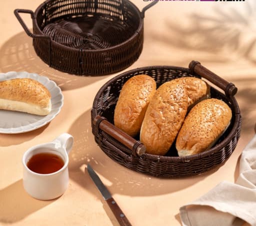 سینی بافت گرد دسته چوبی آریانا مدل ستاره کوچک — تصویر ۲