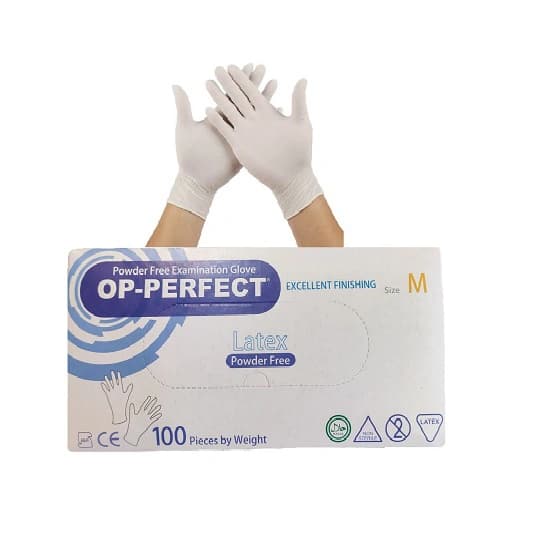 دستکش لاتکس بدون پودر مدیوم OP-PERFECT