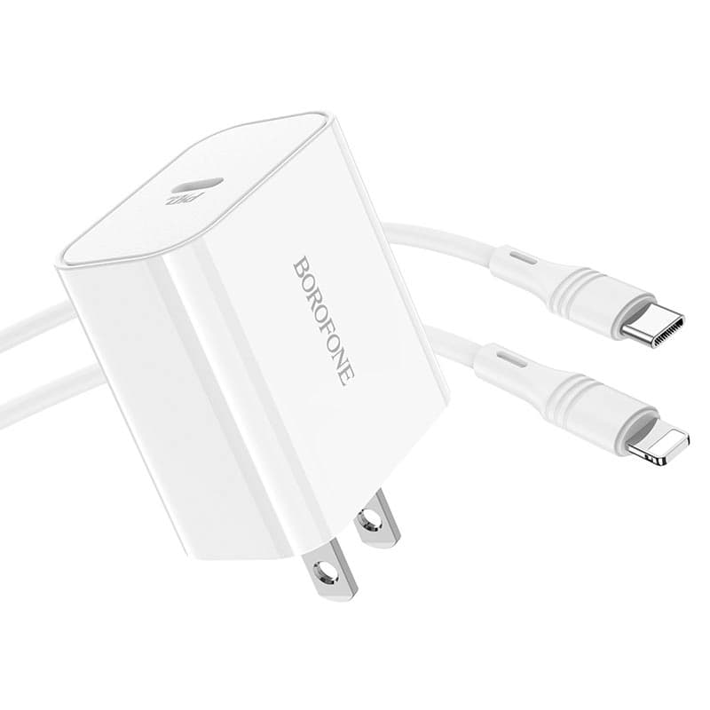 شارژر دیواری بروفون مدل BOROFONE BA57 Easy Speed با کابل تایپ سی به آیفونی — تصویر ۴