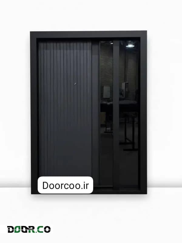 درب لابی فلز و شیشه مشکی طرح جدید کد DL 18