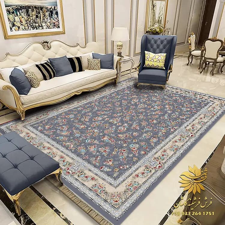 فرشینه طوسی افشان طرح فرش 700 شانه کد af10134