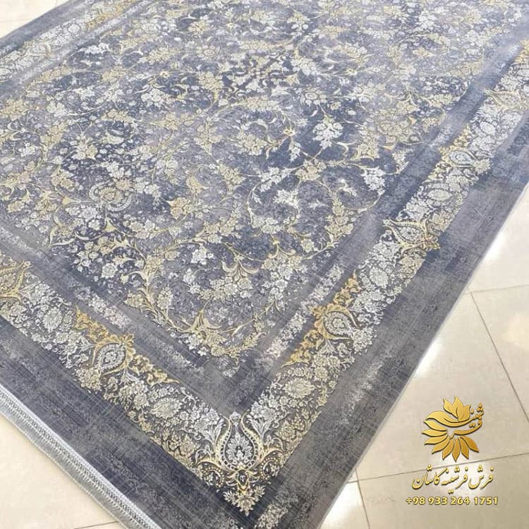 فرش افشان طوسی طلاکوب 1200 شانه کد 1252f — تصویر ۲