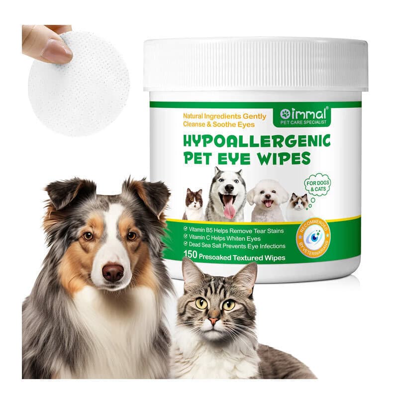پد مراقبت از چشم سگ و گربه اویمال با عصاره های طبیعی گیاهان Oimmal Pet Eye Wipes بسته 150 عددی — تصویر ۴