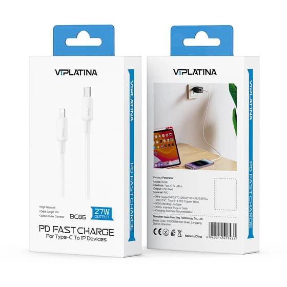 کابل TPC به LIGHTNING طول 1 متر VIPLATINA BC86