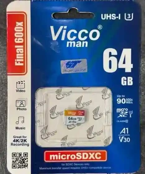 کارت حافظه 64 گیگ ویکومن مدل 600x plus کلاس 10 استاندارد سرعت 90MBs با گارانتی مادام العمر
