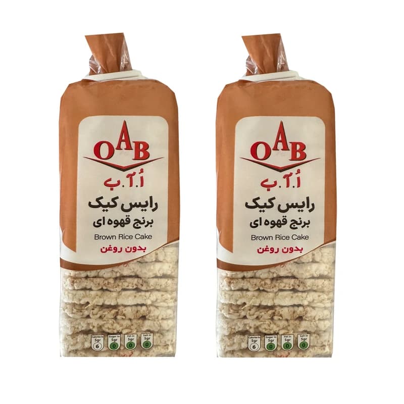 رایس کیک برنج قهوه ای بدون روغن اُ آ ب – 100 گرم بسته 2 عددی