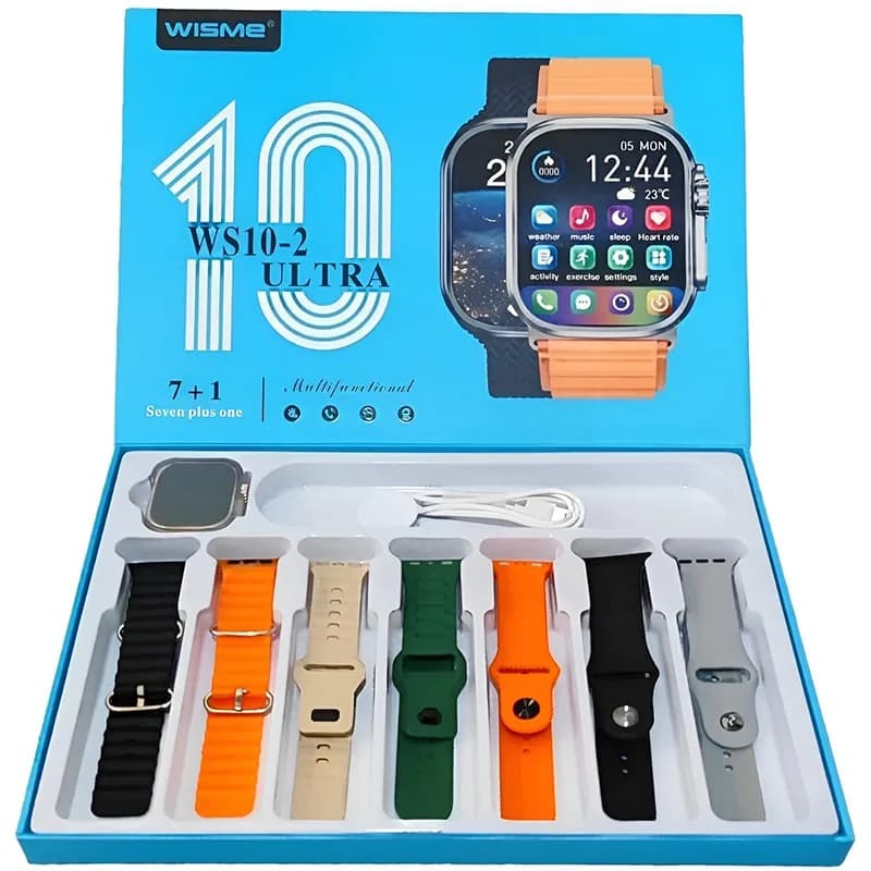 ساعت هوشمند WISME مدل WS10-2 ULTRA همراه با 7 بند سیلیکون — تصویر ۲