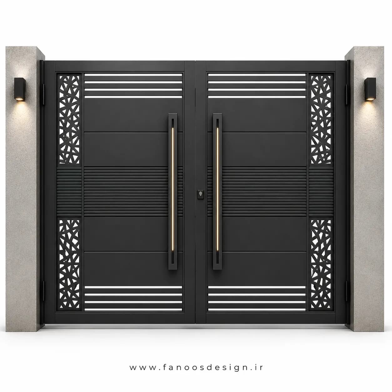 درب حیاطی شیک فلزی سایز 220*300 با رنگ مشکی – کد 30532