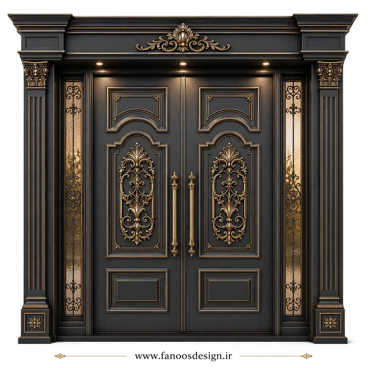 درب لابی تمام چوب نئوکلاسیک دو لنگه لوکس کد 30463