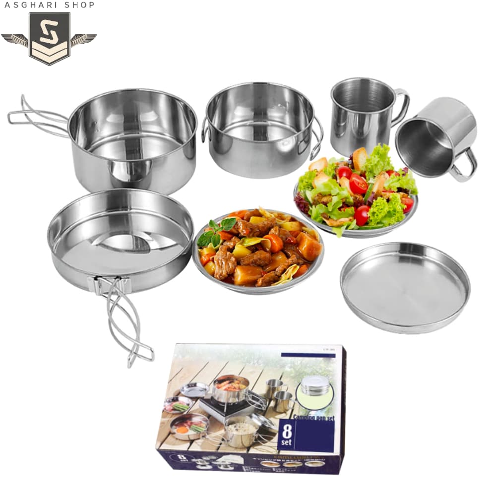 ست ظروف سفری و کوهنوردی ۸ تکه استیل 4972940782758 — تصویر ۵