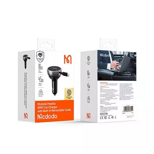 شارژ فندکی 80 وات با کابل جمع شونده تایپ سی مک دودو CC-4850 — تصویر ۶