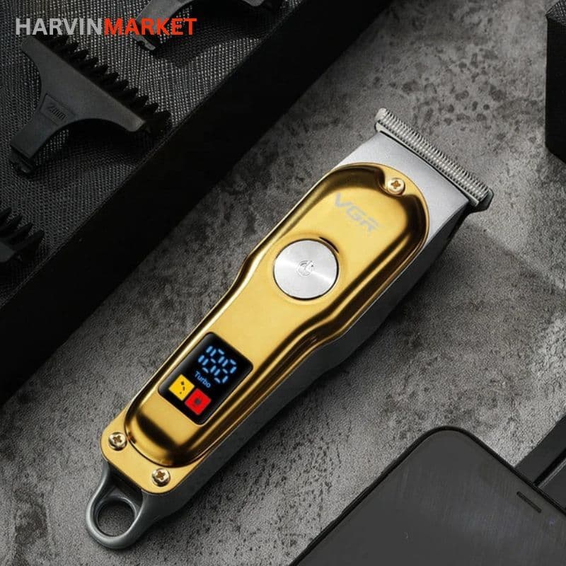 ماشین اصلاح موی سر و صورت وی جی ار مدل V-290 با تیغه استیل ضد زنگ، نمایشگر دیجیتال، قابلیت دو سرعته، منبع تغذیه برق و شارژ، سه شانه اصلاح 1 تا 3 میلیمتر، مدت زمان استفاده 120 دقیقه و شارژ 90 دقیقه — تصویر ۵
