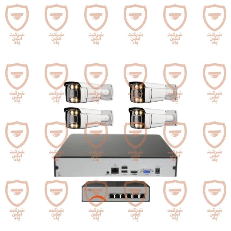 پکیج 4 عددی دوربین مداربسته 5 مگاپیکسل تحت شبکه 4K – IP- POE دید شب رنگی دارای میکروفون داخلی پیشرفته پلاک خوان تشخیص چهره سری IPB-5082WLA-POE-imenpad5082wla