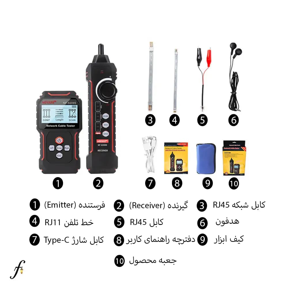 تستر کابل شبکه نویافا مدل NF-8209S با اسکن آنالوگ و دیجیتال — تصویر ۵