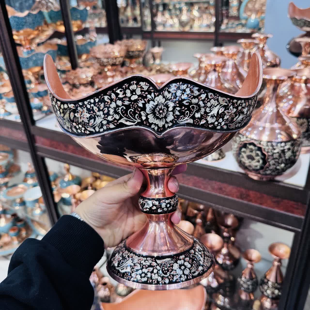 کشکول نقره کوبی مدل الماس تراش سایز 2 — تصویر ۳