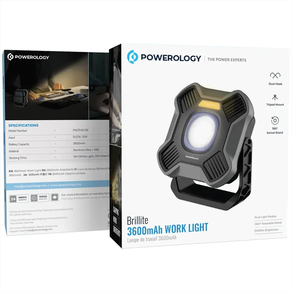 چراغ کار Powerology Brillite 3600mAh | لومن2000 — تصویر ۲