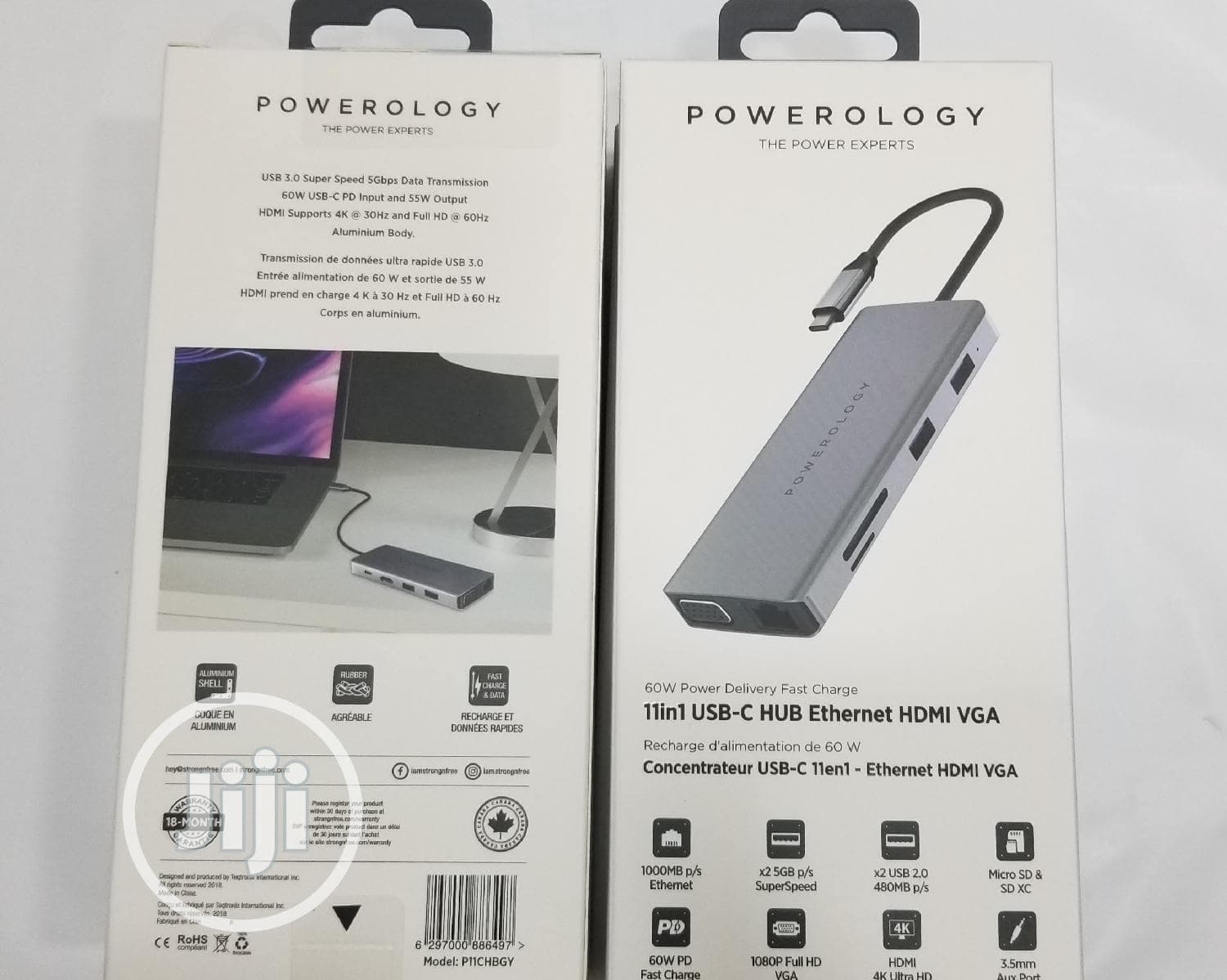 هاب 11 پورت USB-C پاورولوجی مدل P11CHBGY — تصویر ۲