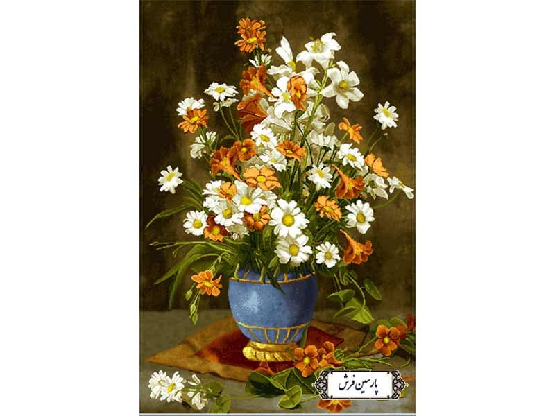 نخ و نقشه تابلو فرش طرح گل و گلدان – کد NG1639