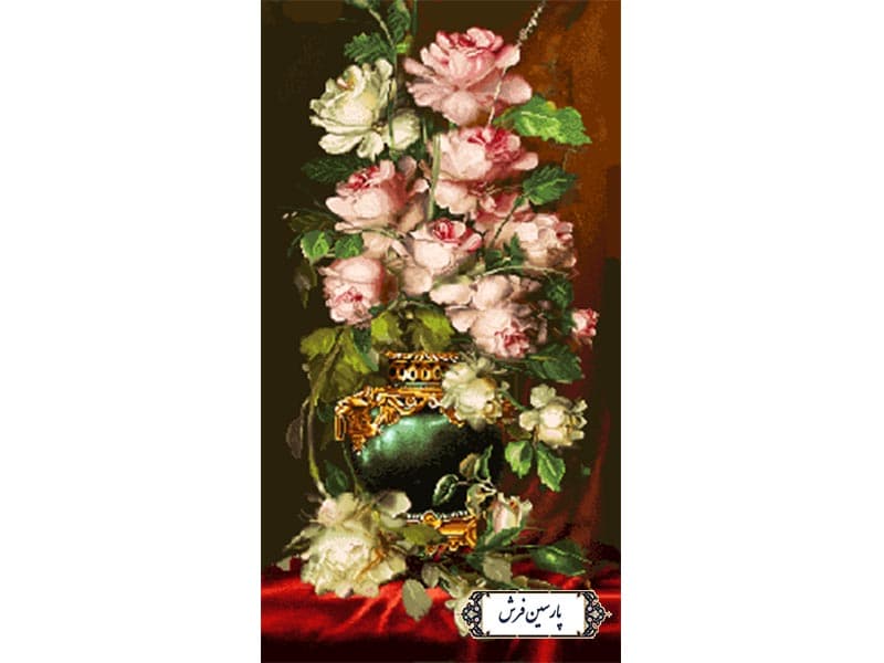 نخ و نقشه تابلو فرش طرح گلدان گل رز – کد NG1635