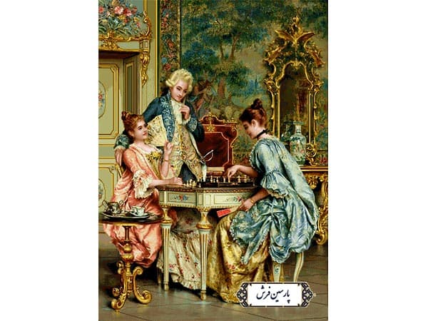 نخ و نقشه تابلو فرش طرح شطرنج باز – کد NF2321