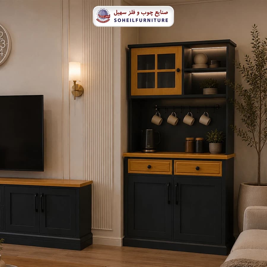 کافی بار چوبی روکش چوب بلوط سهیل کد 157 — تصویر ۲