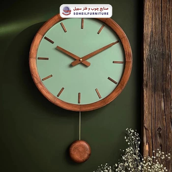 ساعت دیواری چوبی فانتزی مدل رینگی پاندول دار سهیل — تصویر ۲