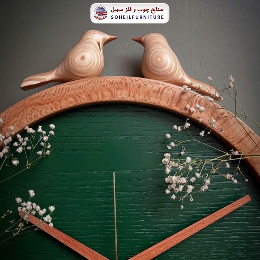 ساعت دیواری چوبی فانتزی مدل رینگی پرنده دار سهیل — تصویر ۵