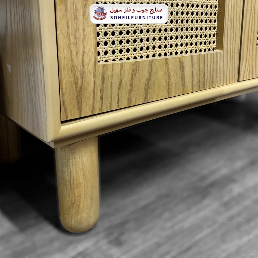 جاکفشی حصیری چوب و MDF کشو دار مدل 146 سهیل (روکش طبیعی چوب بلوط حصیربافت) — تصویر ۵