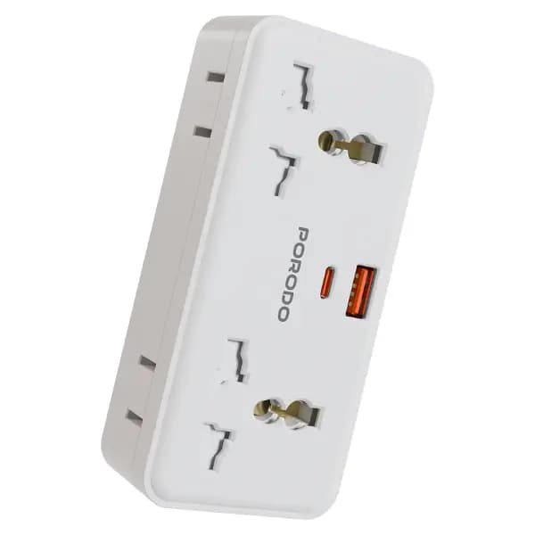 چندراهی و آداپتور 1500 وات پرودو مدل Porodo Plex 1500W Universal Adapter with Multiple USB & AC Outlets