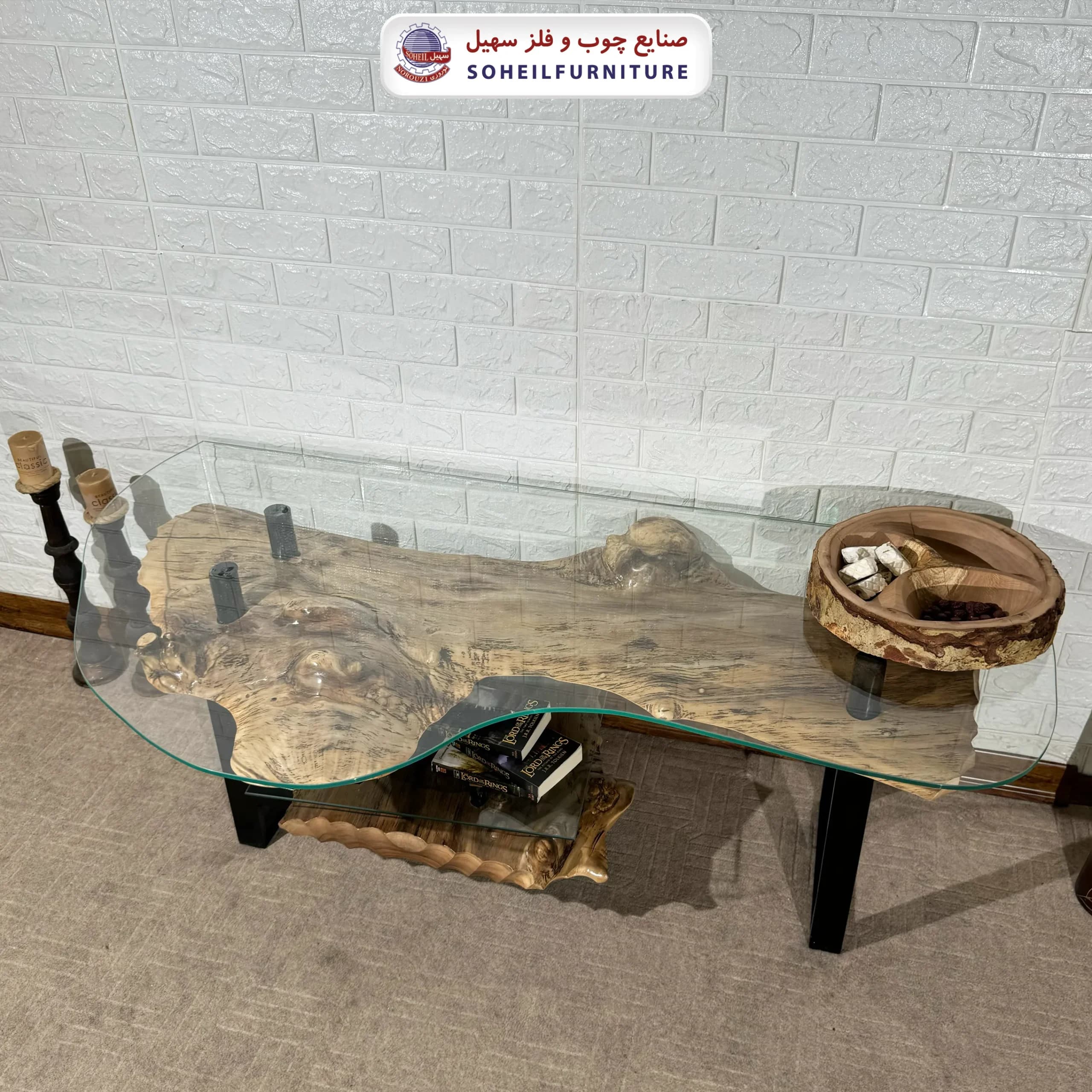 میز تلویزیون روستیک سهیل (چوب طبیعی درخت گردو) — تصویر ۷