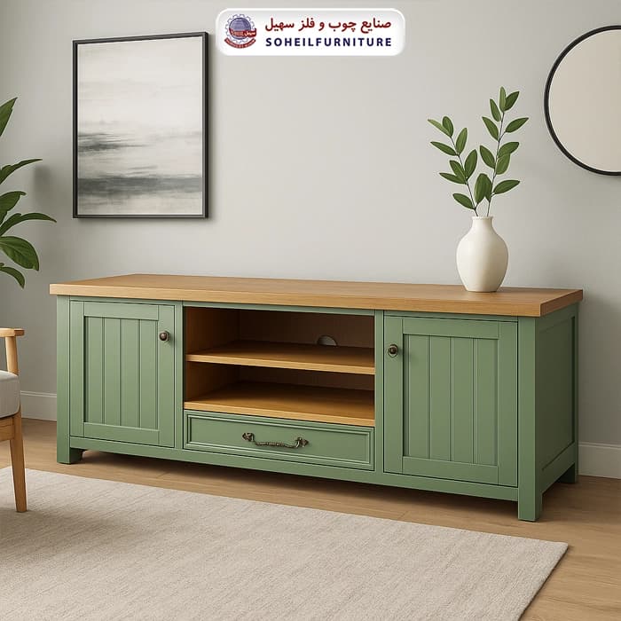 میز تلویزیون 144 سهیل (روکش طبیعی چوب بلوط)
